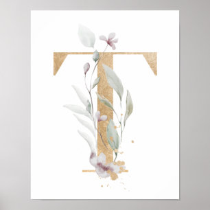 Lettre T Monogramme Poster