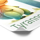 Lettre T, Poster de l'aquarelle Dinosaure Alphabet (Coin)