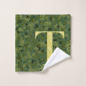 Lettre T vert foncé et jaune de la liberté serviet (Gant de toilette)
