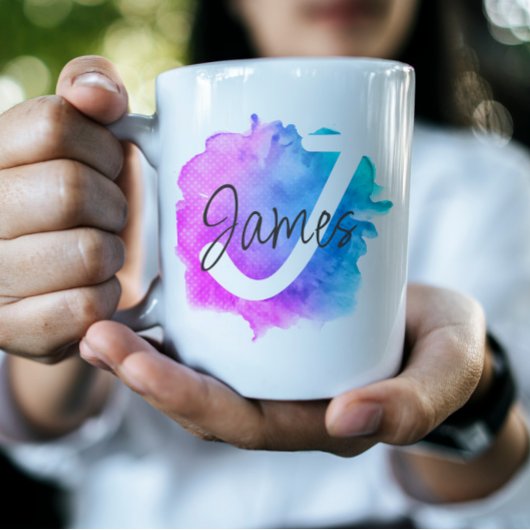 Lettre tendance personnalisée Nom café Mug