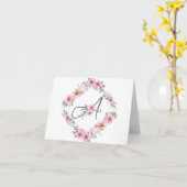 Lettre torse rose A Carte pour notes (Fleur jaune)