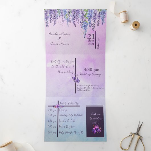 LETTRE TRIPLÉE Florale Faire-part de mariage Plié (Intérieur)