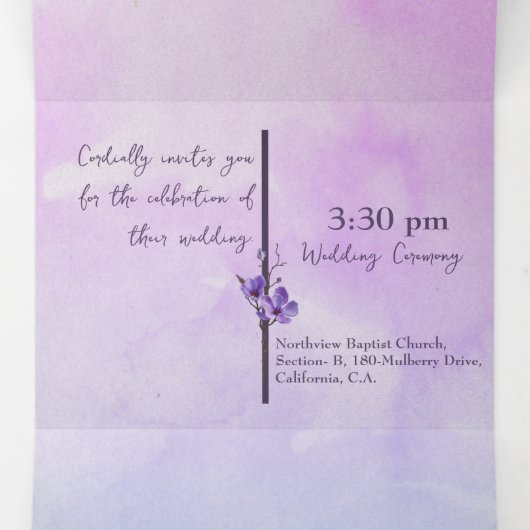 LETTRE TRIPLÉE Florale Faire-part de mariage Plié (Intérieur au milieu)