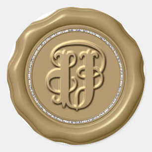 *~* Lettre U Diamond Circle GOLD Wax Stickers