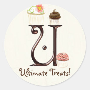 Lettre U Monogram Cupcake Logo Stickers d'entrepri