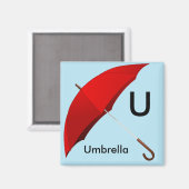 Lettre U pour Umbrella Children's Magnet (Recto/Verso)