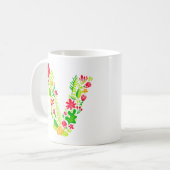 Lettre V en Mug de café en fleurs (Devant gauche)