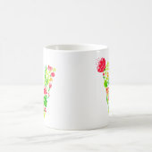 Lettre V en Mug de café en fleurs (Centre)