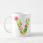 Lettre V en Mug de café en fleurs (Gauche)