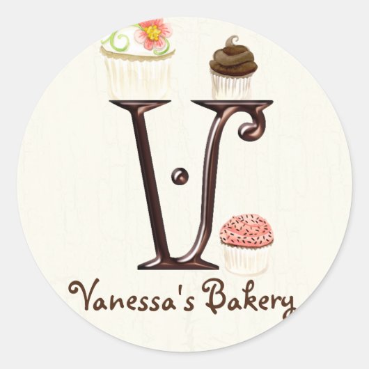 Lettre V Monogram Cupcake Logo Stickers Entreprise (Devant)