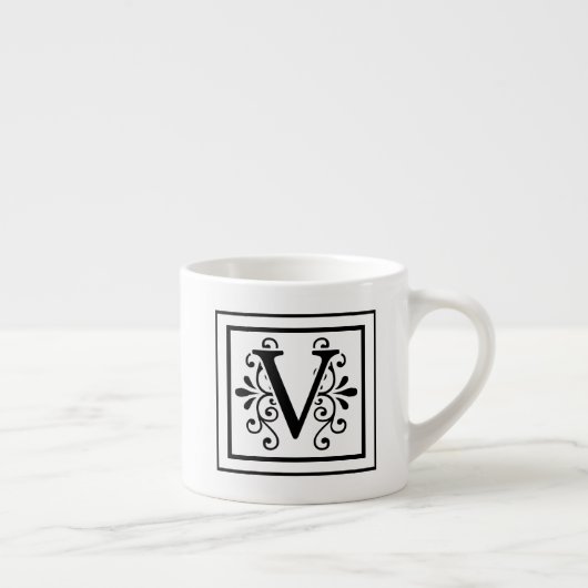 Lettre V Monogramme Espresso Mug (Droite)