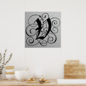 Lettre V, Monogramme gothique Poster noir (Cuisine)
