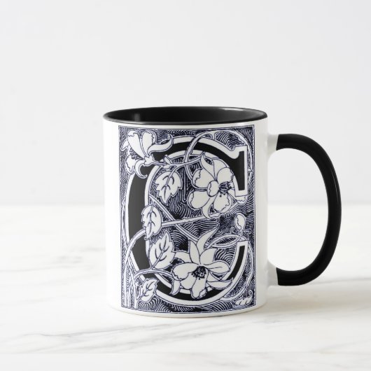 LETTRE VINGLE FLEUVE 'C' EN BLANC - Mug (Droite)