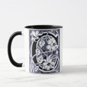 LETTRE VINGLE FLEUVE 'C' EN BLANC - Mug (Gauche)
