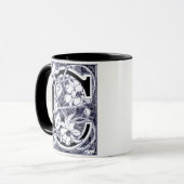 LETTRE VINGLE FLEUVE 'C' EN BLANC - Mug (Devant gauche)