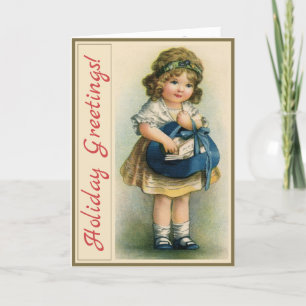Lettre vintage Carte de Noël fille avec poème
