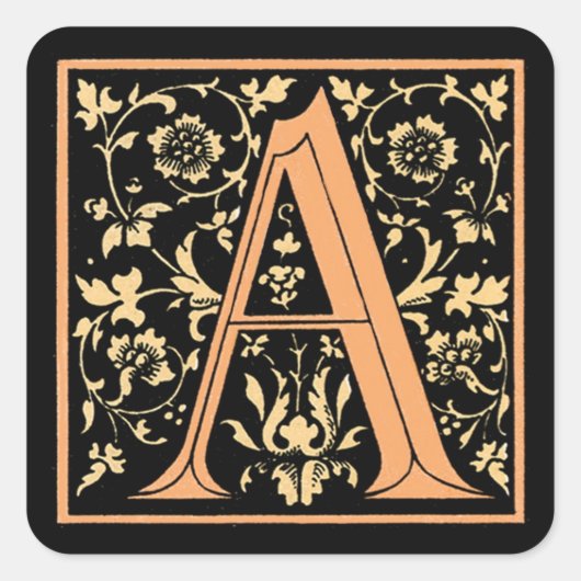 LETTRE vintage NOIR ET OR "A" - Sticker (Devant)