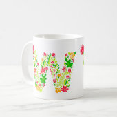 Lettre W en Fleurs Café Mug (Devant gauche)