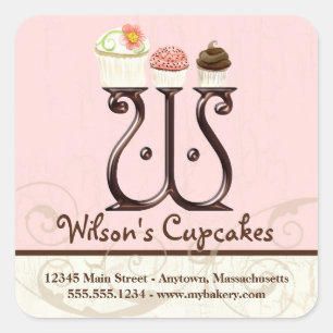 Lettre W Monogram Cupcake Logo Stickers d'entrepri