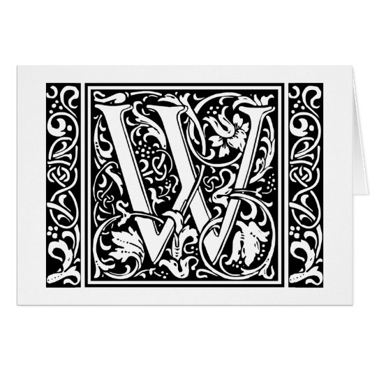 Lettre W Monogramme médiéval Art Nouveau (Devant horizontal)