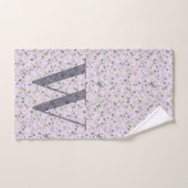 LETTRE W PETITES FLEURS violet (Serviette à main)