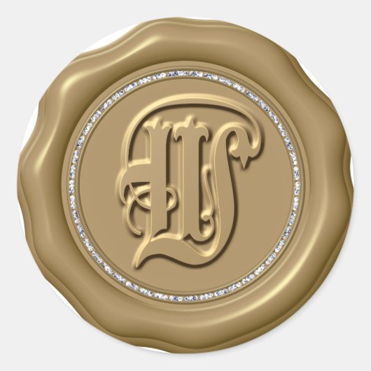 *~* Lettre W Stickers Cercle Diamant cire d'or (Devant)