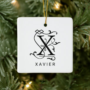 Lettre X Élégant monogramme Ornement de Noël