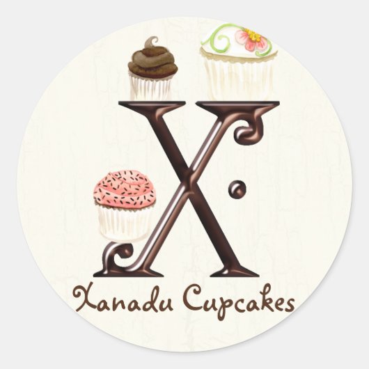 Lettre X Monogram Cupcake Logo Autocollants d'affa (Devant)