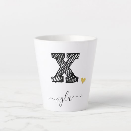 Lettre X Monogramme d'esquisse rétrospective, Mug (Devant)