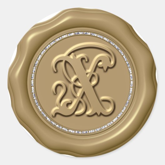 *~* Lettre X Stickers Cercle de diamant cire d'or (Devant)