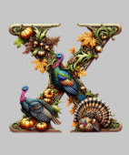 Lettre X style de dinde de Thanksgiving (Ourlet)