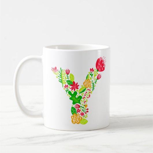 Lettre y en Fleurs Café Mug (Gauche)