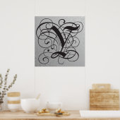 Lettre Y, Monogramme gothique Poster noir (Cuisine)