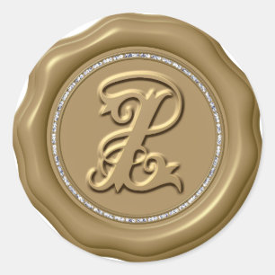 *~* Lettre Z Stickers Cercle Diamant OR cire