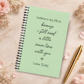 Lettres à ma mère Journal de deuil en couleur vert