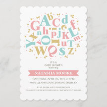 Lettres alphabétiques Invitation Baby shower