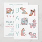 *~* Lettres Animaux sucrés Baby shower Invitation (Devant / Derrière)