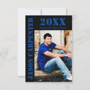 Lettres au crayon noir/bleu - Faire-part 3x5 Grad