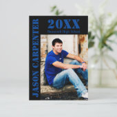 Lettres au crayon noir/bleu - Faire-part 3x5 Grad (Debout devant)