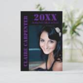 Lettres au crayon noir/pourpre-3x5 Faire-part grad (Debout devant)