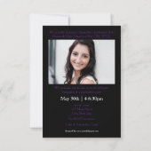 Lettres au crayon noir/pourpre-3x5 Faire-part grad (Dos)