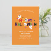 Lettres colorées Éffrayant Invitation Halloween (Debout devant)