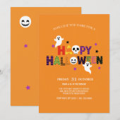 Lettres colorées Éffrayant Invitation Halloween (Devant / Derrière)