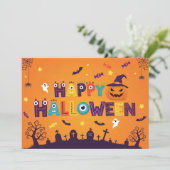 Lettres colorées Éffrayant Invitation Halloween (Debout devant)