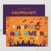 Lettres colorées Éffrayant Invitation Halloween (Devant / Derrière)