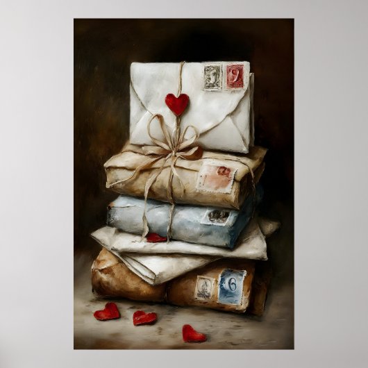Lettres d'amour imprimable art mural – Vintage rom (Devant)