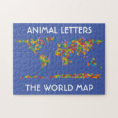 Lettres d'animaux World Map Alphabet Jigsaw Puzzle (Horizontal)