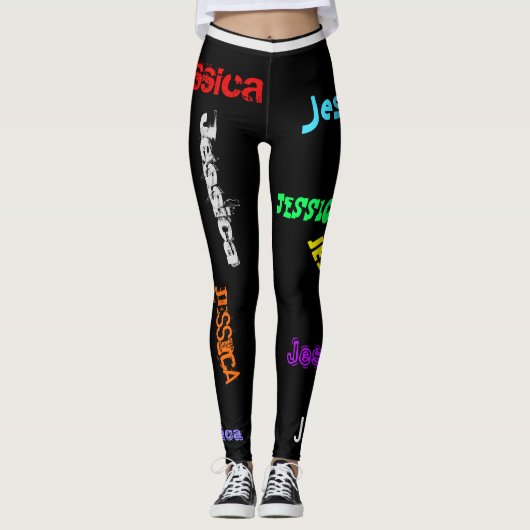 Lettres de NOM répétitives personnalisées Leggings (Devant)