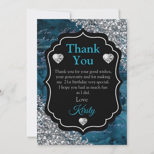 Lettres de sirène turquoise Merci de Parties scint (Devant)