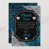 Lettres de sirène turquoise Merci de Parties scint (Devant / Derrière)